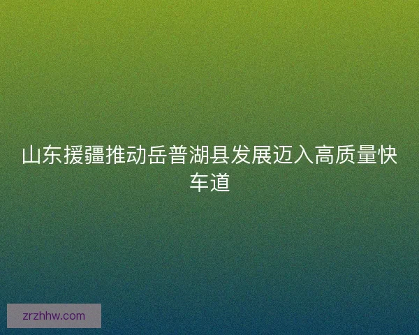 山东援疆推动岳普湖县发展迈入高质量快车道
